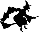 hallowe'en witch on broomstick