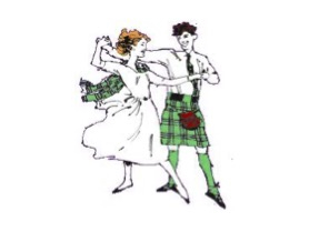 Two dancers doing an allemande hold